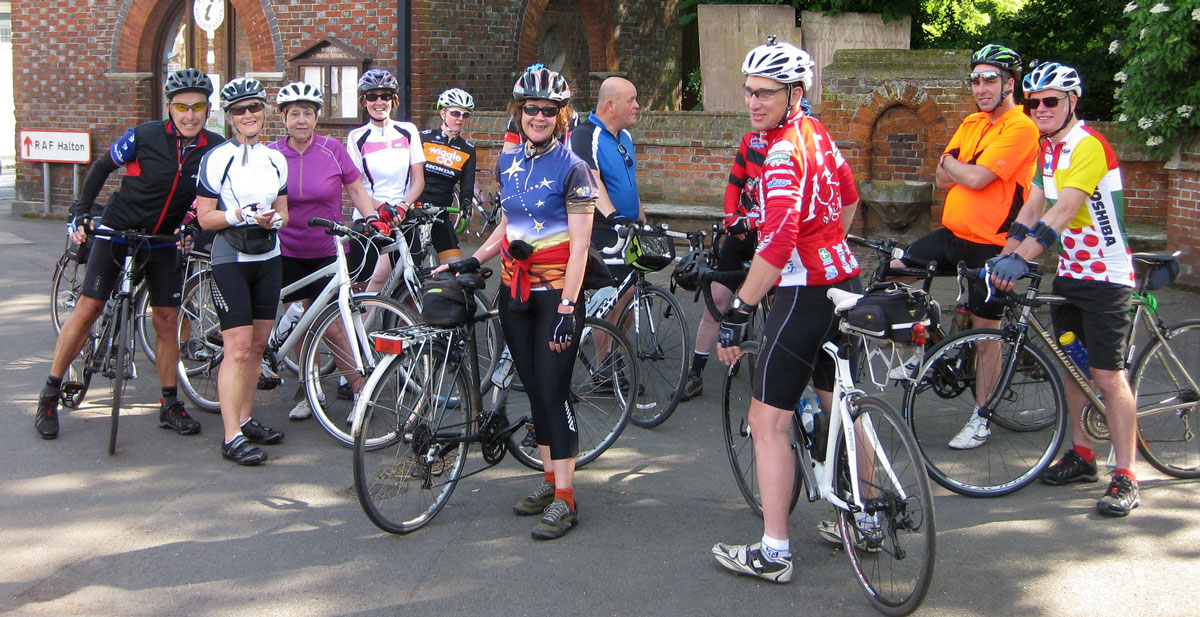 Group meeting up at Wendover for the start of a ride
